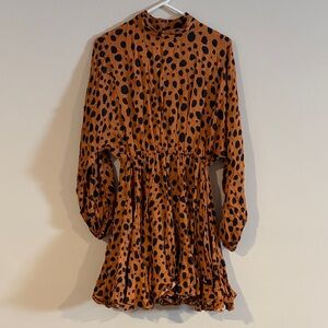 RHODE Long Sleeve Caroline Mini Dress in Orange and Black